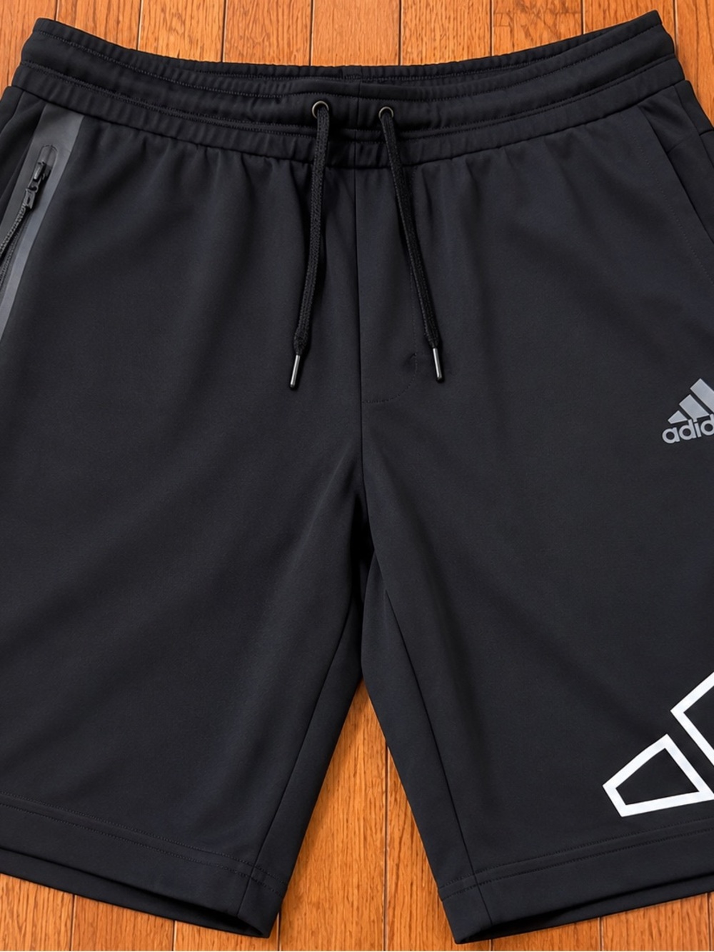 adidas Black Athletic Drawstring Shorts with Logo